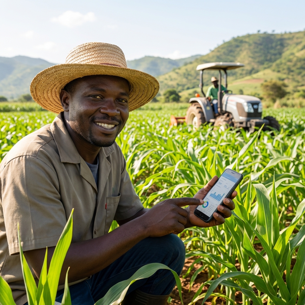 Tanzanian Farmer using Tablet